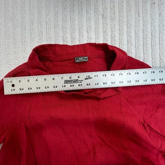 MR Natural Collection Womens Blouse Top Size 40/42 Red Pullover Cowl Neck Linen - Picture 6 of 7